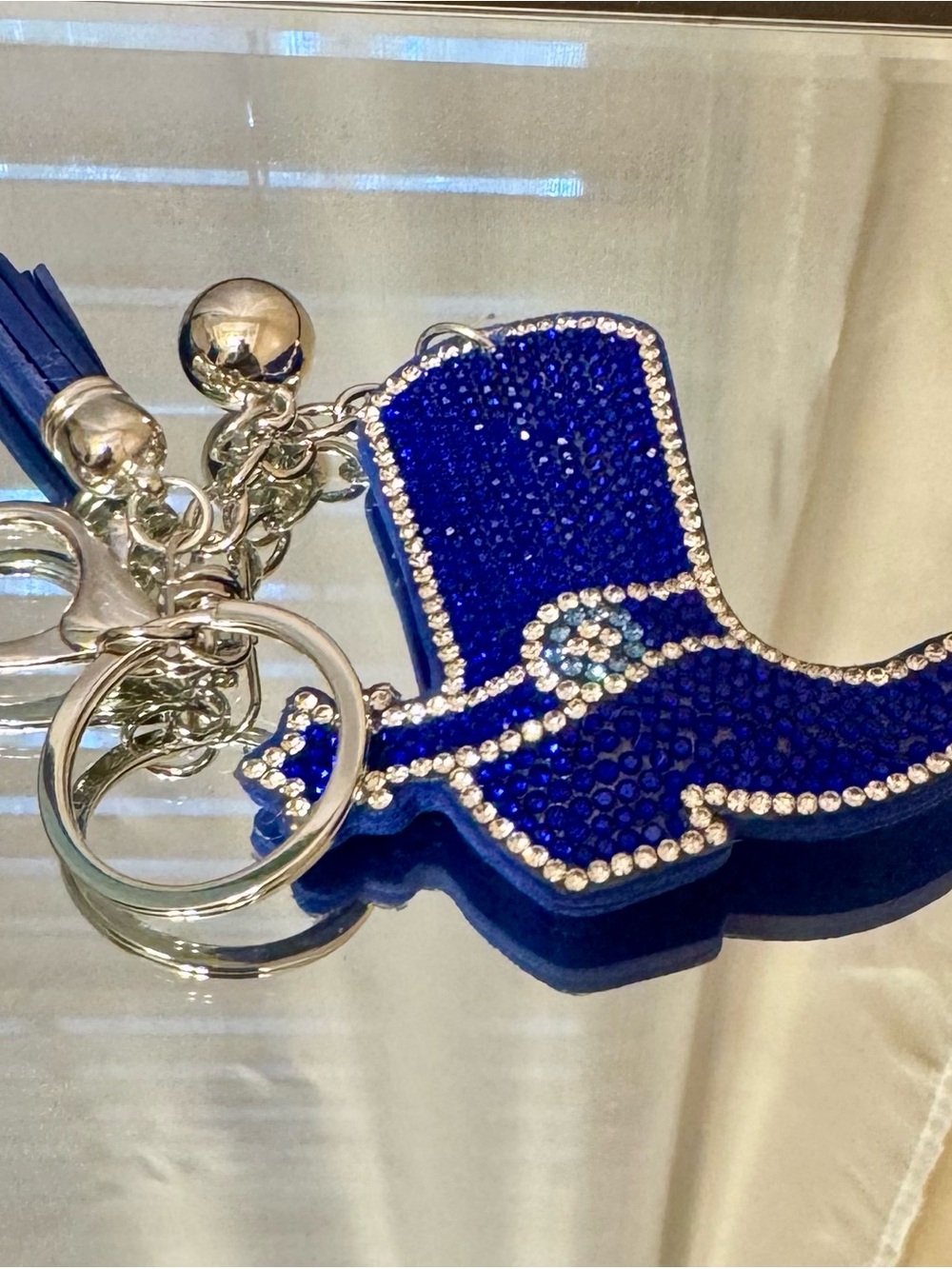 Blue Cowboy Boot Keychain/bag charm  with Rhinestones - Picture 5 of 8